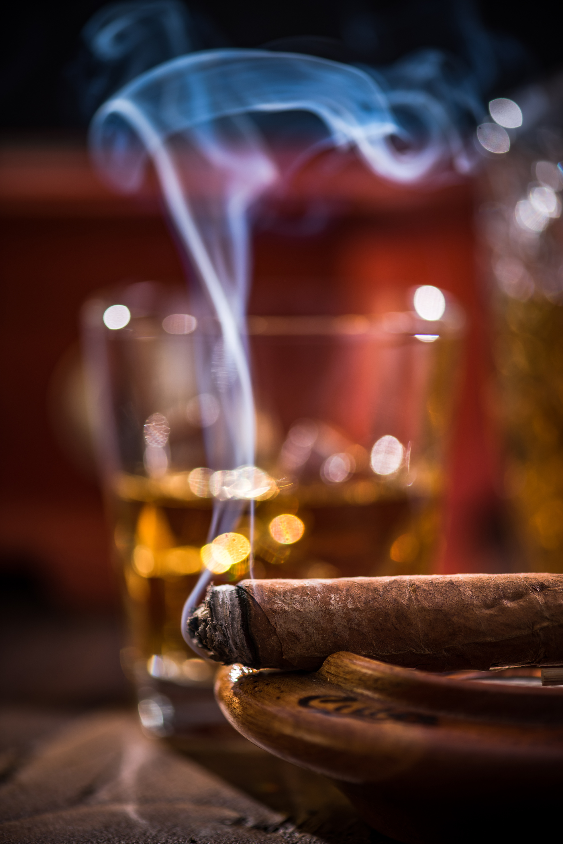 Cuban Cigar Smoke and Luxurious Cognac